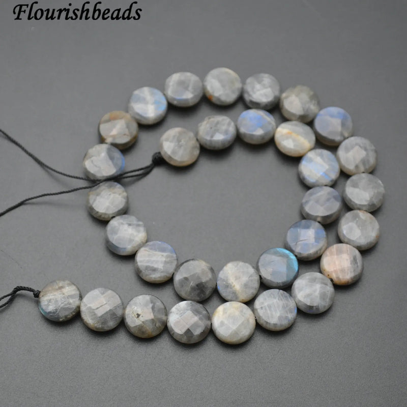 Labradorite Flat Round Coin Stone Loose Beads 10mm 12mm 14mm