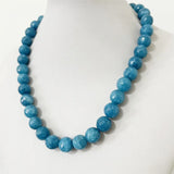 11-12MM Sapphire Jade Necklace Silver Natural Stone Gem Choker