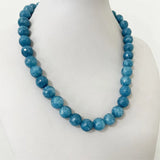 11-12MM Sapphire Jade Necklace Silver Natural Stone Gem Choker