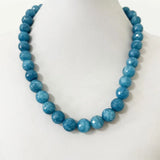 11-12MM Sapphire Jade Necklace Silver Natural Stone Gem Choker