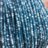 Faceted 3*4MM Larimar Hemimorphite Cut Round Beads Gemstone