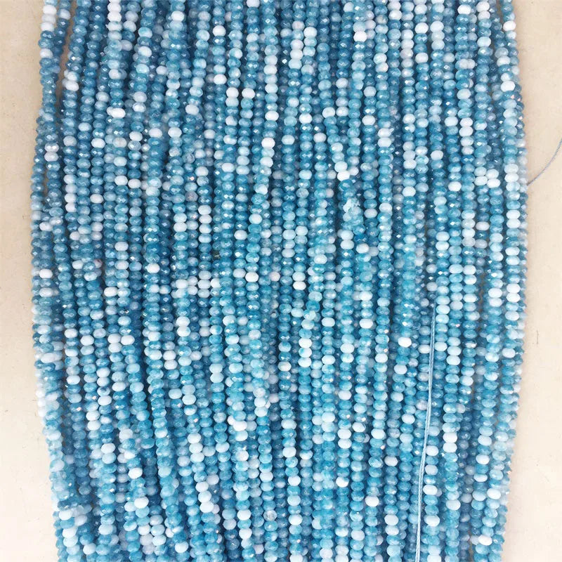Faceted 3*4MM Larimar Hemimorphite Cut Round Beads Gemstone