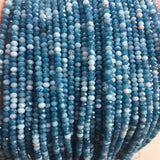 Faceted 3*4MM Larimar Hemimorphite Cut Round Beads Gemstone