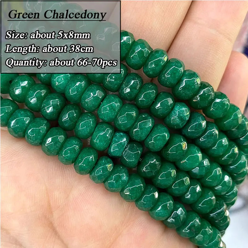 Faceted 5*8mm Green Chalcedony Labradorite Spacer Bead for Jewelry