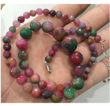Multicolor Jade Round Gems Beads Necklace 18"