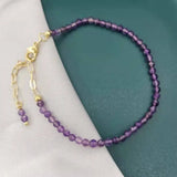 Faceted Amethyst Bracelet Dainty Adjustable 14K Chains Natural Stones