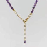 Faceted Amethyst Bracelet Dainty Adjustable 14K Chains Natural Stones