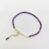 Faceted Amethyst Bracelet Dainty Adjustable 14K Chains Natural Stones