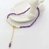 Faceted Amethyst Bracelet Dainty Adjustable 14K Chains Natural Stones