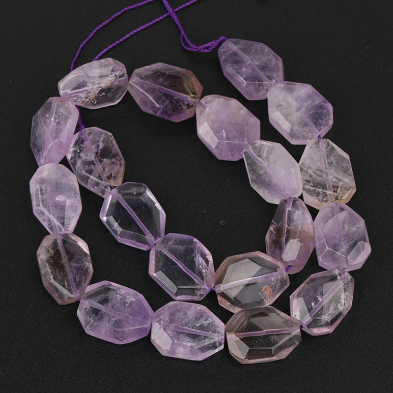 Faceted Amethysts Quartz Slice Slab Charms Bead Pendant Necklace