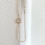 Agate Zircon Pendant Choker Sterling Silver Pearl Necklace