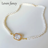 Agate Zircon Pendant Choker Sterling Silver Pearl Necklace