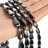 Faceted Hematite Natural Stone Water Drop Spacer Bead 3-10MM