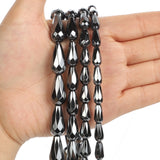 Faceted Hematite Natural Stone Water Drop Spacer Bead 3-10MM