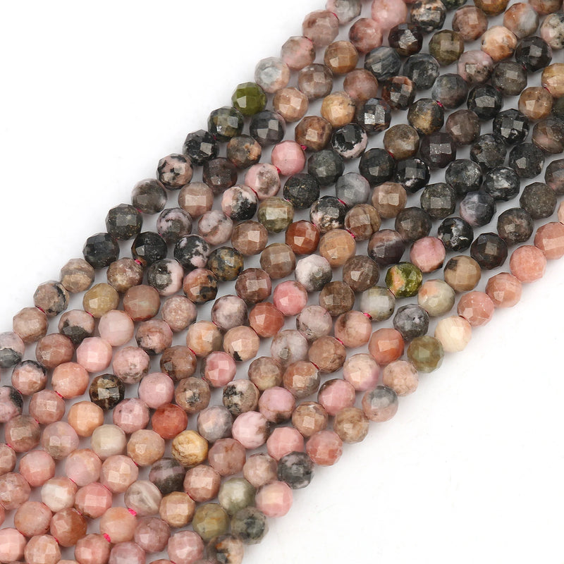 Faceted Lace Rhodonite 2/3mm Natural Stone Beads 15inch