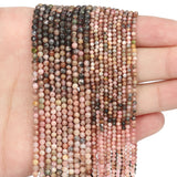 Faceted Lace Rhodonite 2/3mm Natural Stone Beads 15inch