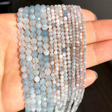 Faceted Aquamarines Stone Beads for Jewelry Making DIY 15''