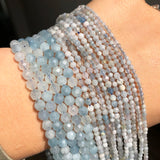 Faceted Aquamarines Stone Beads for Jewelry Making DIY 15''