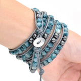 Faceted Hematite Leather Wrap Bracelet for Women