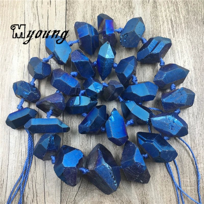 Faceted Titanium Quartz Druzy Nugget Beads