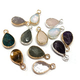 Faceted Natural Stone Charms Opal Amethysts Labradorite Pendants 10x17mm