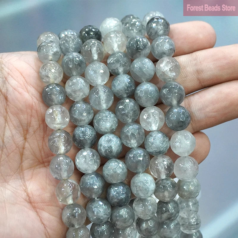 Cloud Crystal Demon Quartz Round Beads Natural Stone DIY Bracelet 15''