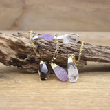 Faceted Crystal Amethysts Nugget Pendants Necklace