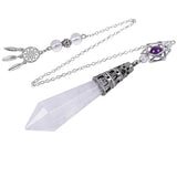 Faceted Crystal Point Pendant Pendulum with Merkaba Star & Dream Catcher