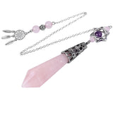 Faceted Crystal Point Pendant Pendulum with Merkaba Star & Dream Catcher