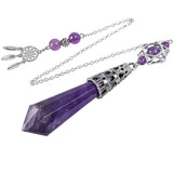 Faceted Crystal Point Pendant Pendulum with Merkaba Star & Dream Catcher