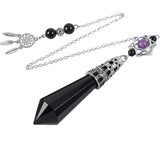 Faceted Crystal Point Pendant Pendulum with Merkaba Star & Dream Catcher