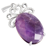 Crystal Stone Pendant With Heart Rhinestone Charms