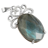 Crystal Stone Pendant With Heart Rhinestone Charms