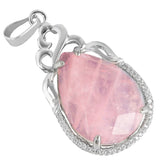 Crystal Stone Pendant With Heart Rhinestone Charms