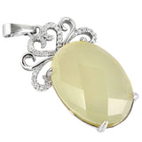Crystal Stone Pendant With Heart Rhinestone Charms