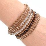 Crystal Wrap Bracelet for Women Claret Red Champagne 5 Strand Leather Boho