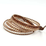 Crystal Wrap Bracelet for Women Claret Red Champagne 5 Strand Leather Boho