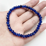 Faceted Deep Gemstone Sapphire Jade Bracelet Natural Stone Bead Student Jewelry