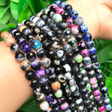 Faceted Dragon Veins Agate Stone Beads 6-10mm