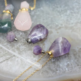 Faceted Fluorite Amethysts Perfume Bottle Pendants Necklace