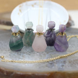 Faceted Fluorite Amethysts Perfume Bottle Pendants Necklace