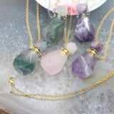 Faceted Fluorite Amethysts Perfume Bottle Pendants Necklace
