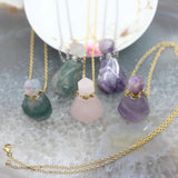 Faceted Fluorite Amethysts Perfume Bottle Pendants Necklace