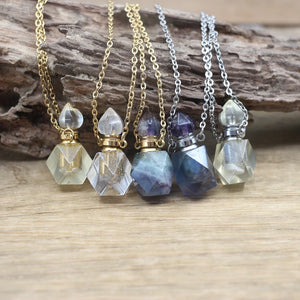 Fluorite Mini Perfume Bottle Necklace Lemon Quartz Citrines