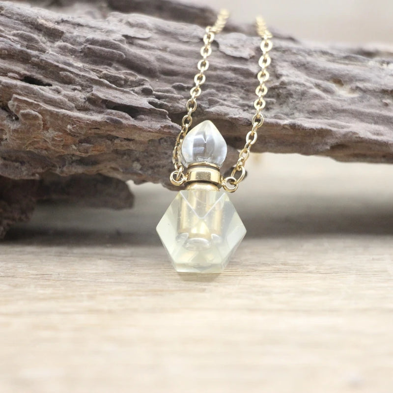 Fluorite Mini Perfume Bottle Necklace Lemon Quartz Citrines