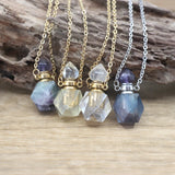 Fluorite Mini Perfume Bottle Necklace Lemon Quartz Citrines
