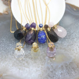 Faceted Gems Perfume Bottle Pendant Chain