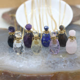 Faceted Gems Perfume Bottle Pendant Chain