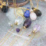 Faceted Gems Perfume Bottle Pendant Chain