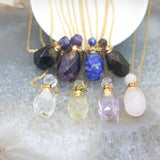 Faceted Gems Perfume Bottle Pendant Chain